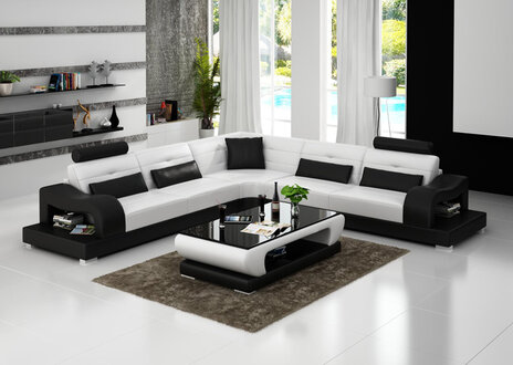 Ledersofa Couch Wohnlandschaft Ecksofa Eck Garnitur Design Modern Sofa G 8005B