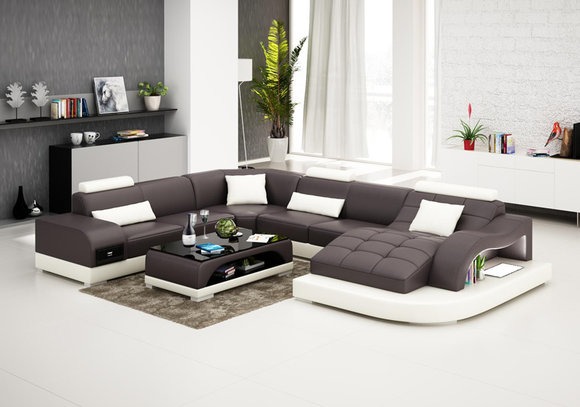 Ledersofa Couch Wohnlandschaft Modern Ecksofa Eck Dekor Design Garnitur