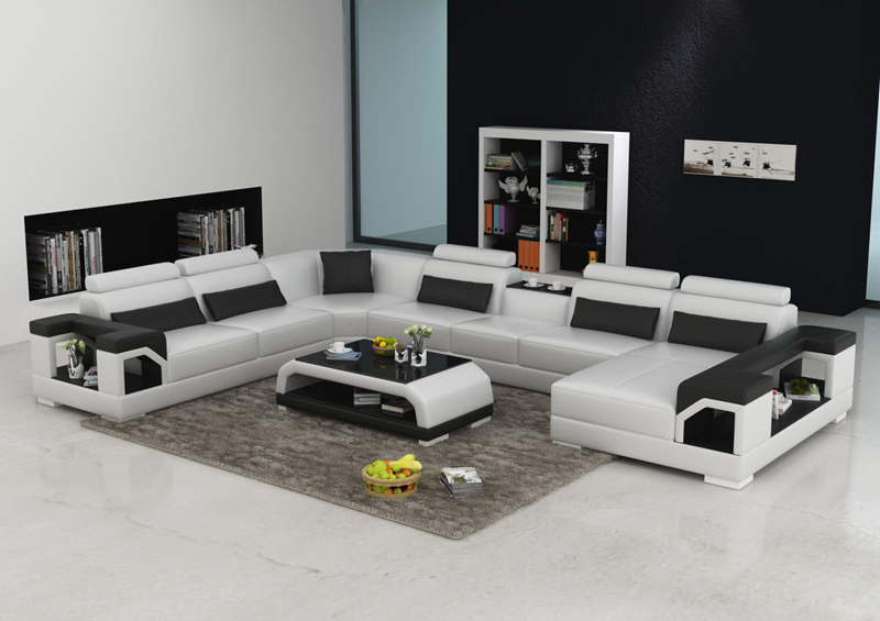 Ledersofa XXL mit USB Wohnlandschaft Ecksofa Design Sofa Couch Garnitur Eckcouch