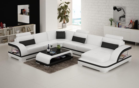 Ledersofa Couch Wohnlandschaft Ecksofa Dekor Eck Modern Design Garnitur