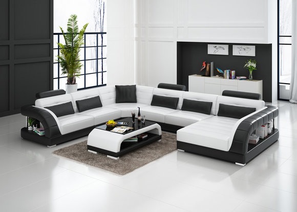 Ledersofa Couch Wohnlandschaft Eck Dekor Ecksofa Modern Design Garnitur