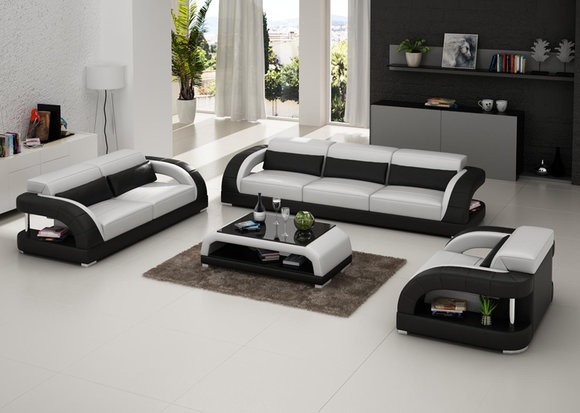 Ledersofa Couch Sofagarnitur 3+2+1 Sitzer Garnitur Design Modern Dekor Sofa