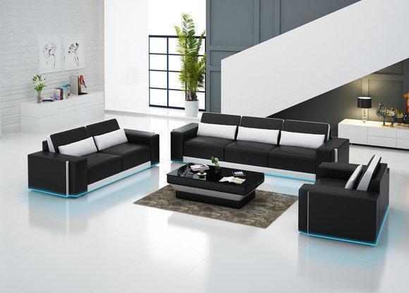 Ledersofa Couch Wohnlandschaft Sofagarnitur Sofa Garnitur Modern Design G 8019D