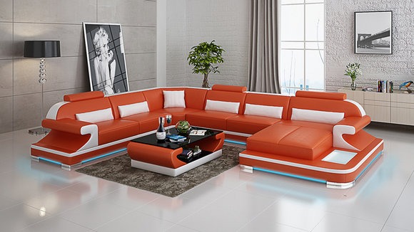 Ledersofa Couch Wohnlandschaft Ecksofa Dekor Eck Design Garnitur Modern