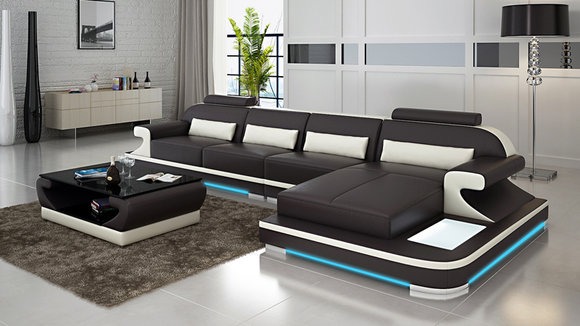 Ledersofa Couch Wohnlandschaft Eck Modern Ecksofa Sofa Design Garnitur