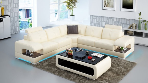 Ledersofa Couch Wohnlandschaft Ecksofa Eck Garnitur Design Ecksofa Sofa