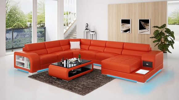 Ledersofa Couch Modern Wohnlandschaft Ecksofa Dekor Eck Design Garnitur