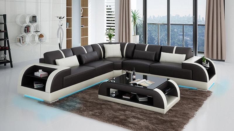 Modern Ledersofa Couch Wohnlandschaft Ecksofa Eck Dekor Design Garnitur