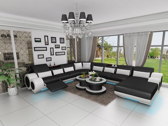 Ledersofa Couch Wohnlandschaft Dekor Eck Ecksofa Design Modern Garnitur
