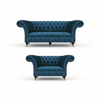 Garnitur Designer Dreisitzer Luxus Zweisitzer Sofas Textil Chesterfield neu