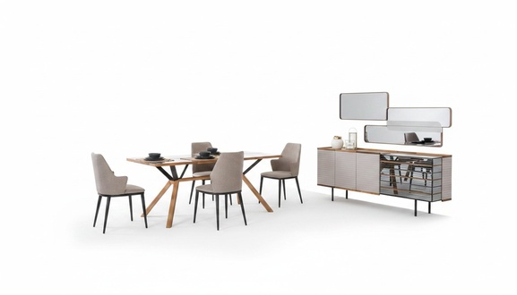 Garnitur Essecke Esszimmer Essgruppe Esszimmermöbel 7tlg Holz Beige