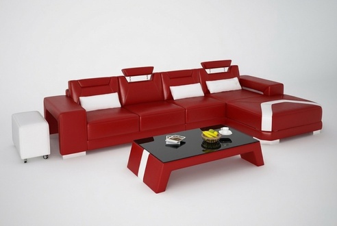 Garnitur Möbel Wohnzimmer Komplett Set 3tlg. Ecksofa Sofa Hocker Tisch