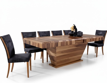 Tisch + 6Stuehle Set Garnitur Polster 7tlg Neu Designer Holz Ess Wohn Zimmer Set