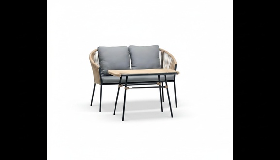 Garnitur Sofa 2 Sitzer Grau Couchtisch Sofas Rattan Couchtisch Luxus Modern