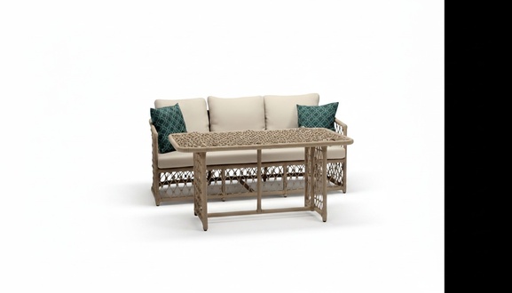 Garnitur Sofa 3 Sitzer Modern Couchtisch Sofas Dreisitzer Rattan Tisch Luxus