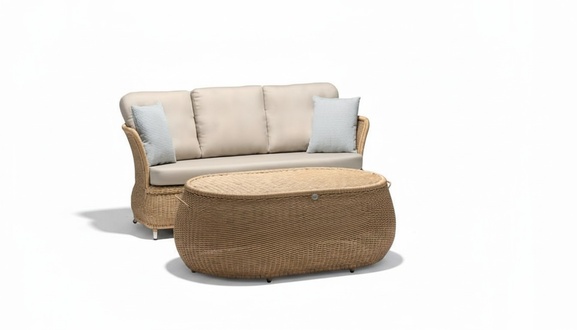 Garnitur Sofa 3 Sitzer Couchtisch Sofas Dreisitzer Rattan Tisch Luxus Modern