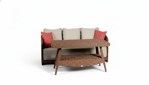 Garnitur Sofa 3 Sitzer Couchtisch Sofas Dreisitzer Rattan Tisch Luxus Modern