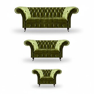 Garnitur Sofas Set 3tlg Wohnzimmer Luxuriöse Moderne Textil Chesterfield