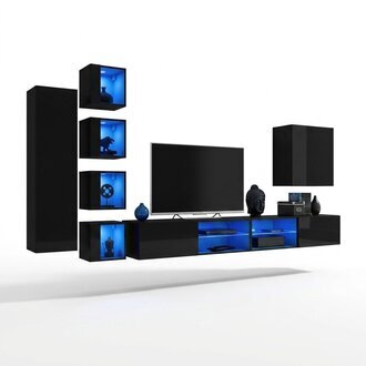 Garnitur Wohnwand Komplett Holzmöbel Modern Designer Set Wandschrank Einrichtung
