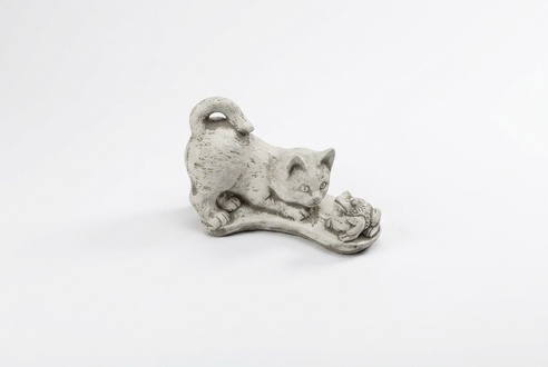 Garten Dekoration Katze Statue Skulptur Figuren Weiß Skulpturen Design
