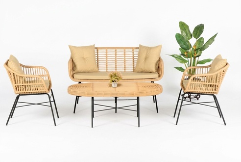 Garten Möbel Sitzmöbel Sofagarnitur Terrasse Tisch Sofa Couchtisch Modern 4tlg.
