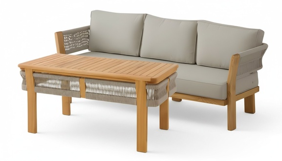 Gartenmöbel Set Grau Holz Textil Modern
