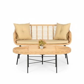 GartenMöbel Sofa 2 Sitzer Couchtisch Sitzmöbel Sofagarnitur Terrasse Tisch Neu
