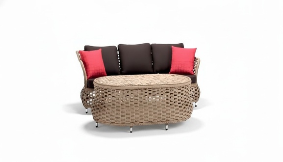 Gartenmöbel Sofa 3 Sitzer Braun Couchtisch Sofas Dreisitzer Rattan Luxus Modern