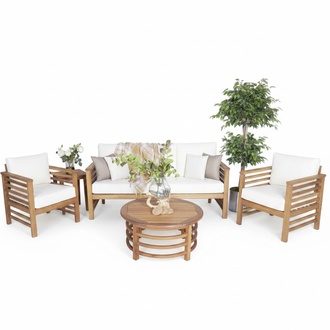 Gartenmöbel Sofa 3 Sitzer Sitzmöbel Terrassenmöbel Holz Couchtisch Komplett
