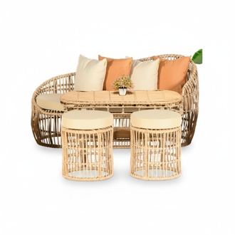 Gartenmöbel Sofagarnitur Sofa Couchtisch Sitzgruppen Veranda Hocker Modern 4tlg.