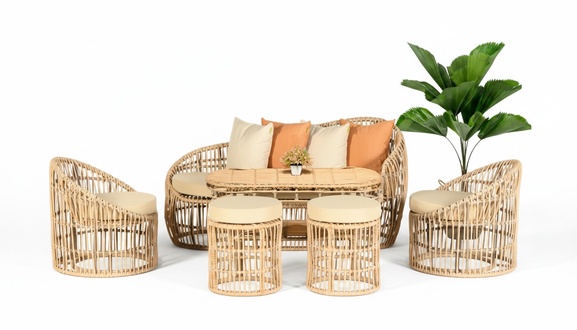 Gartenmöbel Sofagarnitur Tisch Hocker Sessel Veranda Sitzgruppen Esstisch Sofa
