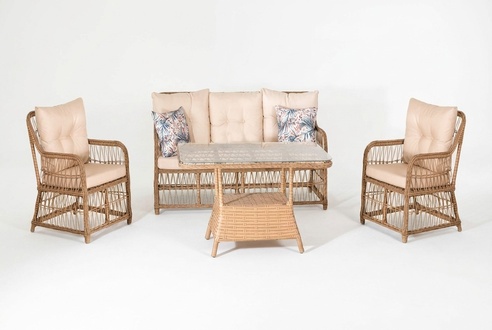 Gartenmöbel Sofagarnitur Tisch Sessel Sitzgruppen Veranda Hocker 4tlg.