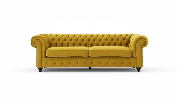 Gelbe Couch mit knöpfen Chesterfield Sofa Polster Sitz Couchen Sofas Luxus Neu