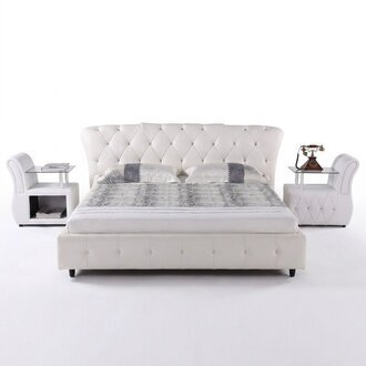 Gepolstertes Designer Bett Schlafzimmer Textil Leder Polster Betten 180x200cm