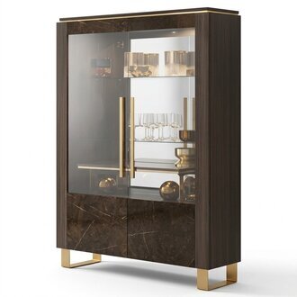 Glasschrank Vitrine Vitrinen Luxus Schrank Holz Stil Glas Regal Schränke