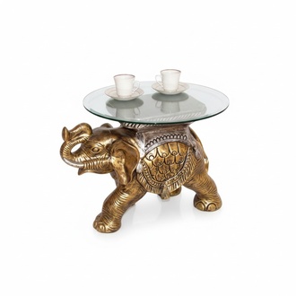 Glastisch Elefant Beistelltische Skulptur Figur Statuen Skulpturen Couchtisch