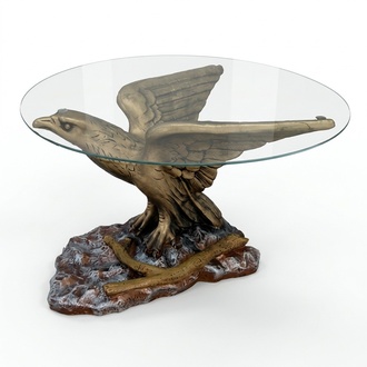 Glastisch Tische Tisch Statue Figur Tisch Beistell Sofa Wohnzimmer Adler