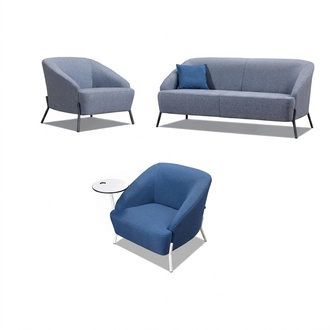 Grau-Blaue Sofagarnitur Designer Polstercouchen Moderner 2-Sitzer Sessel