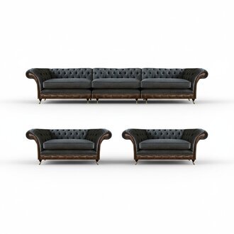Grau-Braune Chesterfield Sofas Designer Sessel Polstercouch Edle Möbel