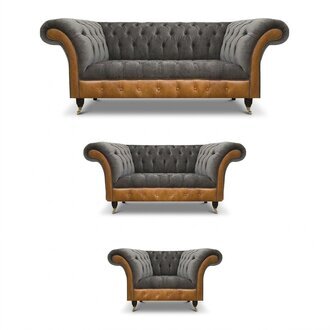Grau-Braune Chesterfield Stoffsofas Designer Wohnzimmer Polster Möbel