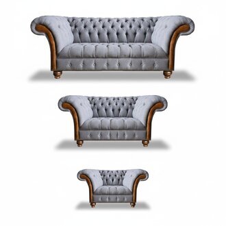 Grau-Braune Chesterfield Wohnzimmer Sofas Designer Komplettes Couch Set