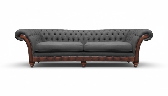 Grau Chesterfield Polstermöbel Sofa Couch Zweisitzer Wohnzimmer Textil Neu