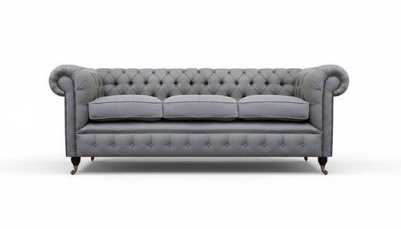 Grau Chesterfield Wohnzimmer Textil Stoff Einrichtung Luxus Dreisitzer Sofa