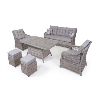 Grau Garten Sitzmöbel Sofagarnitur Dreisitzer Sofa Sessel Esstisch Set Rattan