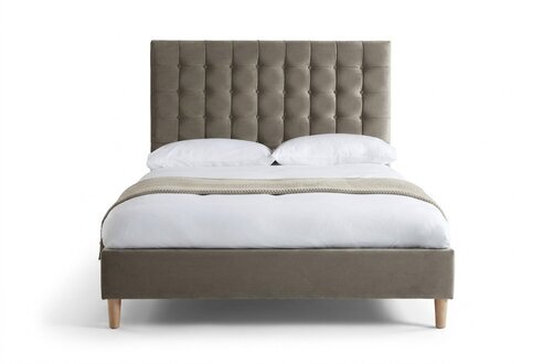 Grau Luxus Samt Textil Bett Doppel Design Chesterfield 160x200cm Betten