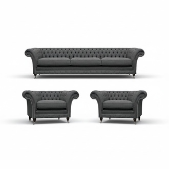 Grau Polstermöbel Sofagarnitur 3tlg Chesterfield Neu Luxus Möbel Wohnzimmer
