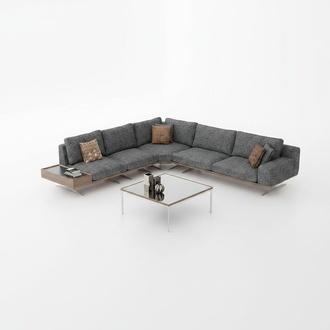 Grau Sofa L FormWohnzimmer Set 2tlg Couchtisch Ecksofa Polstermöbel