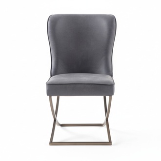 Grau Stuhl Sitzgelegenheit Esszimmer Chesterfield Stühle Sitz Textil Lehnstuhl