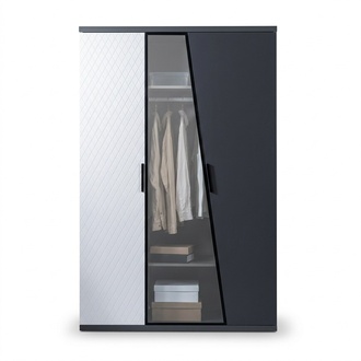 Grau-weißer Kleiderschrank Jugendzimmer Schrank Luxuriöser Holzschrank