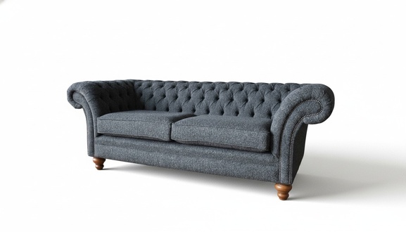 Graue Chesterfield 3 Sitzer Grau Textil Design Couchen Polster Sofas